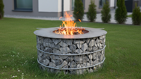 Gabionen‑Feuerstelle aus dem PREMIUM‑System