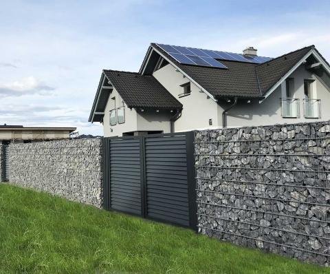 Gabionensteine Kalkstein für Gabionenzaun PREMIUM mit Tor