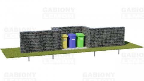 Windschutz für Mülltonnen aus dem PREMIUM‑Gabionensystem – direkt in den Zaun integriert
